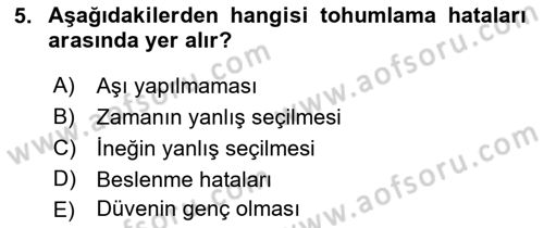 Temel Sürü Sağlığı Yönetimi Dersi 2023 - 2024 Yılı (Final) Dönem Sonu Sınav Soruları 5. Soru