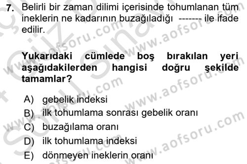 Temel Sürü Sağlığı Yönetimi Dersi 2023 - 2024 Yılı (Final) Dönem Sonu Sınav Soruları 7. Soru