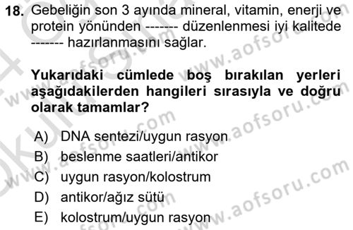 Temel Sürü Sağlığı Yönetimi Dersi 2023 - 2024 Yılı Yaz Okulu Sınav Soruları 18. Soru