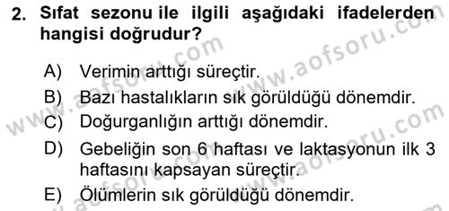 Temel Sürü Sağlığı Yönetimi Dersi 2023 - 2024 Yılı Yaz Okulu Sınav Soruları 2. Soru