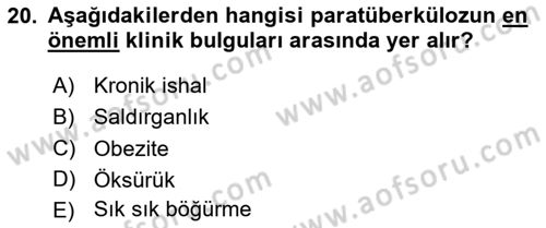 Temel Sürü Sağlığı Yönetimi Dersi 2023 - 2024 Yılı Yaz Okulu Sınav Soruları 20. Soru