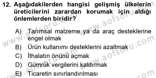 Temel Sürü Sağlığı Yönetimi Dersi 2024 - 2025 Yılı (Vize) Ara Sınavı 12. Soru