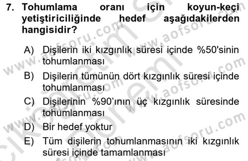 Temel Sürü Sağlığı Yönetimi Dersi 2024 - 2025 Yılı (Vize) Ara Sınavı 7. Soru