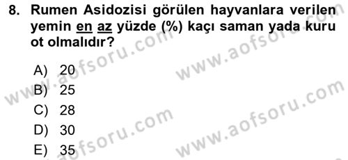 Temel Sürü Sağlığı Yönetimi Dersi 2024 - 2025 Yılı Yaz Okulu Sınav Soruları 8. Soru