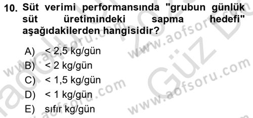 Temel Sürü Sağlığı Yönetimi Dersi 2025 - 2026 Yılı (Vize) Ara Sınav Soruları 10. Soru