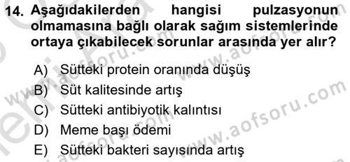 Temel Sürü Sağlığı Yönetimi Dersi 2025 - 2026 Yılı (Vize) Ara Sınav Soruları 14. Soru