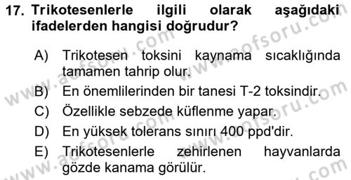 Temel Sürü Sağlığı Yönetimi Dersi 2025 - 2026 Yılı (Vize) Ara Sınav Soruları 17. Soru