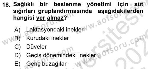 Temel Sürü Sağlığı Yönetimi Dersi 2025 - 2026 Yılı (Vize) Ara Sınav Soruları 18. Soru