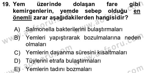 Temel Sürü Sağlığı Yönetimi Dersi 2025 - 2026 Yılı (Vize) Ara Sınav Soruları 19. Soru
