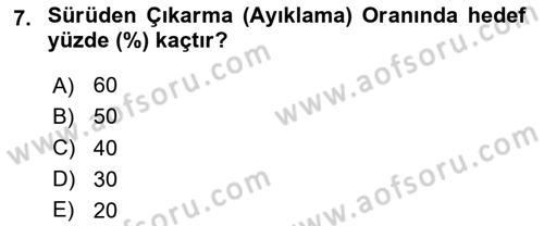 Temel Sürü Sağlığı Yönetimi Dersi 2025 - 2026 Yılı (Vize) Ara Sınav Soruları 7. Soru