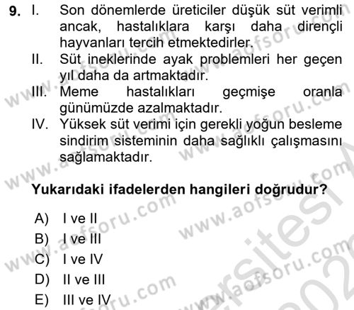 Temel Sürü Sağlığı Yönetimi Dersi 2025 - 2026 Yılı (Vize) Ara Sınav Soruları 9. Soru
