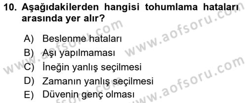 Temel Sürü Sağlığı Yönetimi Dersi 2025 - 2026 Yılı (Final) Dönem Sonu Sınav Soruları 10. Soru