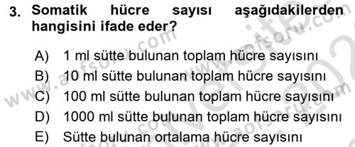 Temel Sürü Sağlığı Yönetimi Dersi 2025 - 2026 Yılı (Final) Dönem Sonu Sınav Soruları 3. Soru