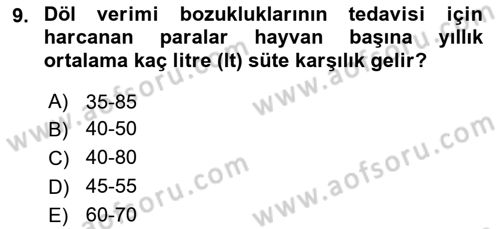 Temel Sürü Sağlığı Yönetimi Dersi 2025 - 2026 Yılı (Final) Dönem Sonu Sınav Soruları 9. Soru