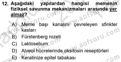 Temel Sürü Sağlığı Yönetimi Dersi 2025 - 2026 Yılı Yaz Okulu Sınav Soruları 12. Soru