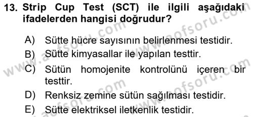 Temel Sürü Sağlığı Yönetimi Dersi 2025 - 2026 Yılı Yaz Okulu Sınav Soruları 13. Soru