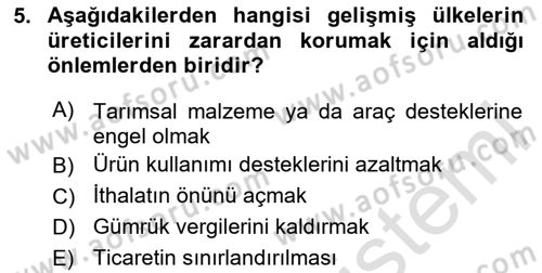 Temel Sürü Sağlığı Yönetimi Dersi 2025 - 2026 Yılı Yaz Okulu Sınav Soruları 5. Soru