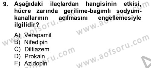Temel Veteriner Farmakoloji ve Toksikoloji Dersi 2012 - 2013 Yılı (Vize) Ara Sınav Soruları 9. Soru