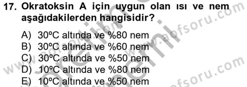 Temel Veteriner Farmakoloji ve Toksikoloji Dersi 2012 - 2013 Yılı (Final) Dönem Sonu Sınav Soruları 17. Soru