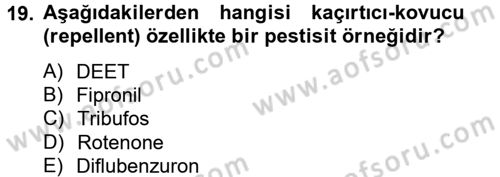 Temel Veteriner Farmakoloji ve Toksikoloji Dersi 2012 - 2013 Yılı (Final) Dönem Sonu Sınavı 19. Soru