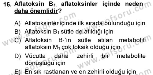 Temel Veteriner Farmakoloji ve Toksikoloji Dersi 2013 - 2014 Yılı (Final) Dönem Sonu Sınav Soruları 16. Soru