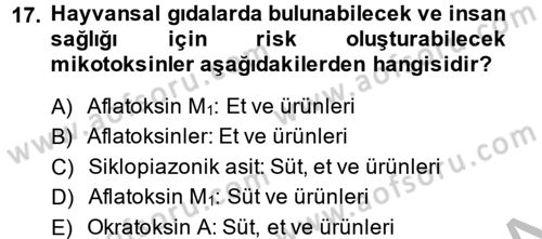 Temel Veteriner Farmakoloji ve Toksikoloji Dersi 2013 - 2014 Yılı (Final) Dönem Sonu Sınav Soruları 17. Soru