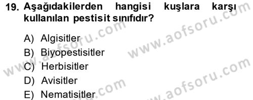 Temel Veteriner Farmakoloji ve Toksikoloji Dersi 2013 - 2014 Yılı (Final) Dönem Sonu Sınav Soruları 19. Soru