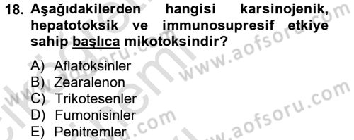 Temel Veteriner Farmakoloji ve Toksikoloji Dersi 2013 - 2014 Yılı Tek Ders Sınavı 18. Soru