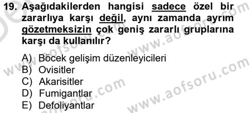 Temel Veteriner Farmakoloji ve Toksikoloji Dersi 2013 - 2014 Yılı Tek Ders Sınavı 19. Soru