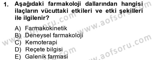 Temel Veteriner Farmakoloji ve Toksikoloji Dersi 2014 - 2015 Yılı (Vize) Ara Sınav Soruları 1. Soru