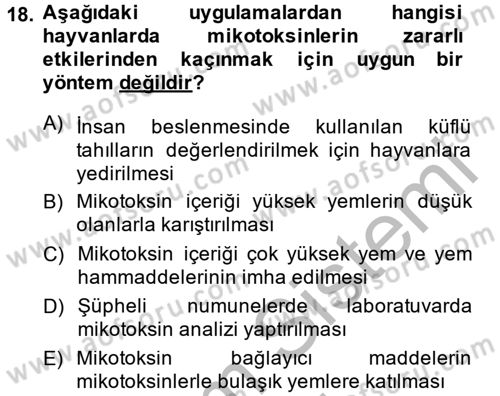 Temel Veteriner Farmakoloji ve Toksikoloji Dersi 2014 - 2015 Yılı (Final) Dönem Sonu Sınav Soruları 18. Soru