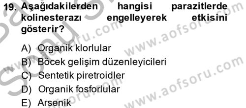 Temel Veteriner Farmakoloji ve Toksikoloji Dersi 2014 - 2015 Yılı (Final) Dönem Sonu Sınav Soruları 19. Soru