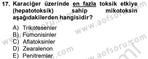 Temel Veteriner Farmakoloji ve Toksikoloji Dersi 2014 - 2015 Yılı Tek Ders Sınavı 17. Soru