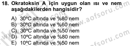 Temel Veteriner Farmakoloji ve Toksikoloji Dersi 2014 - 2015 Yılı Tek Ders Sınav Soruları 18. Soru