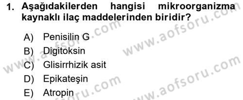 Temel Veteriner Farmakoloji ve Toksikoloji Dersi 2015 - 2016 Yılı (Vize) Ara Sınav Soruları 1. Soru