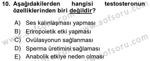 Temel Veteriner Farmakoloji ve Toksikoloji Dersi 2015 - 2016 Yılı (Vize) Ara Sınav Soruları 10. Soru
