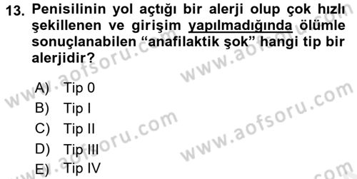 Temel Veteriner Farmakoloji ve Toksikoloji Dersi 2015 - 2016 Yılı (Vize) Ara Sınav Soruları 13. Soru