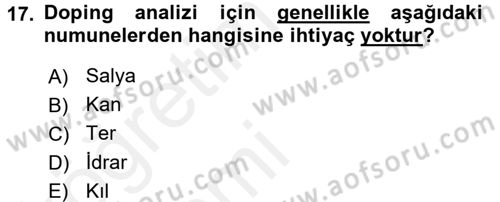 Temel Veteriner Farmakoloji ve Toksikoloji Dersi 2015 - 2016 Yılı Tek Ders Sınav Soruları 17. Soru