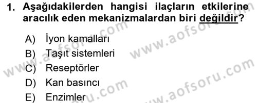 Temel Veteriner Farmakoloji ve Toksikoloji Dersi 2016 - 2017 Yılı 3 Ders Sınav Soruları 1. Soru