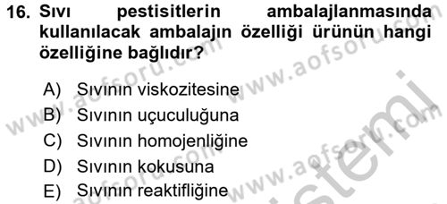 Temel Veteriner Farmakoloji ve Toksikoloji Dersi 2016 - 2017 Yılı 3 Ders Sınav Soruları 16. Soru