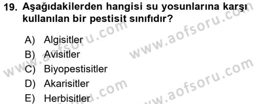 Temel Veteriner Farmakoloji ve Toksikoloji Dersi 2016 - 2017 Yılı (Final) Dönem Sonu Sınav Soruları 19. Soru