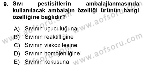 Temel Veteriner Farmakoloji ve Toksikoloji Dersi 2016 - 2017 Yılı (Final) Dönem Sonu Sınav Soruları 9. Soru