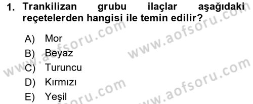 Temel Veteriner Farmakoloji ve Toksikoloji Dersi 2017 - 2018 Yılı 3 Ders Sınav Soruları 1. Soru