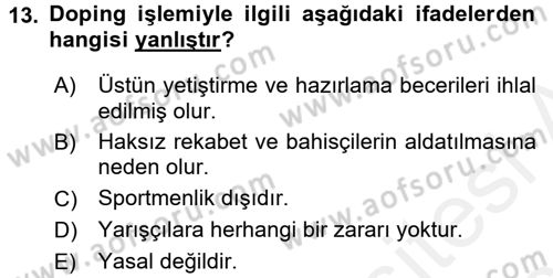 Temel Veteriner Farmakoloji ve Toksikoloji Dersi 2017 - 2018 Yılı 3 Ders Sınav Soruları 13. Soru