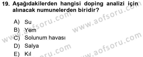 Temel Veteriner Farmakoloji ve Toksikoloji Dersi 2017 - 2018 Yılı 3 Ders Sınav Soruları 19. Soru