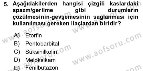 Temel Veteriner Farmakoloji ve Toksikoloji Dersi 2017 - 2018 Yılı (Vize) Ara Sınav Soruları 5. Soru