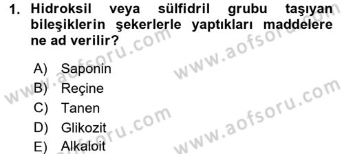 Temel Veteriner Farmakoloji ve Toksikoloji Dersi 2017 - 2018 Yılı (Final) Dönem Sonu Sınavı 1. Soru