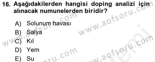 Temel Veteriner Farmakoloji ve Toksikoloji Dersi 2017 - 2018 Yılı (Final) Dönem Sonu Sınav Soruları 16. Soru