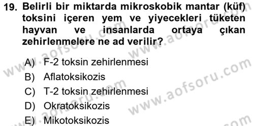 Temel Veteriner Farmakoloji ve Toksikoloji Dersi 2017 - 2018 Yılı (Final) Dönem Sonu Sınav Soruları 19. Soru