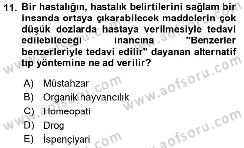 Temel Veteriner Farmakoloji ve Toksikoloji Dersi 2018 - 2019 Yılı 3 Ders Sınavı 11. Soru